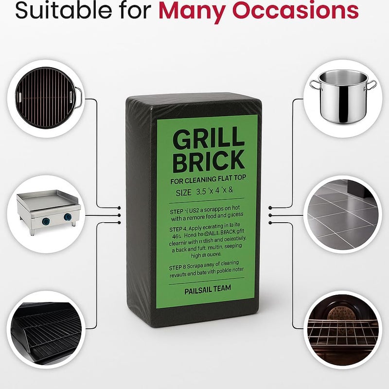 PailSail Heavy Duty Grill Cleaning Brick 1 Pack. Commercial Grade Pumice Stone Tool Cleans & Sanitizes Restaurant Flat Top Grills or Griddles. Remove Grease Stains and Dirt Without Harsh Chemicals or Abrasives - Image 3
